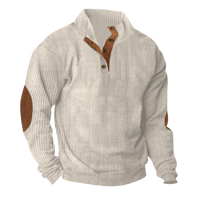 Corduroy Casual Stand Collar Long-sleeved Sweater - Dumlong.com