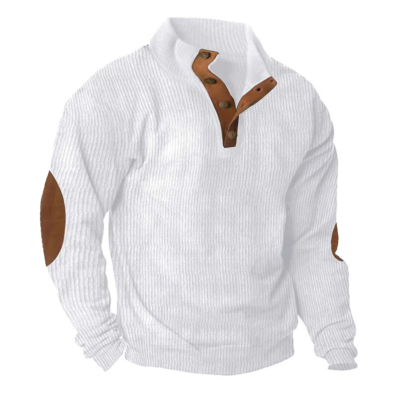 Corduroy Casual Stand Collar Long-sleeved Sweater - Dumlong.com