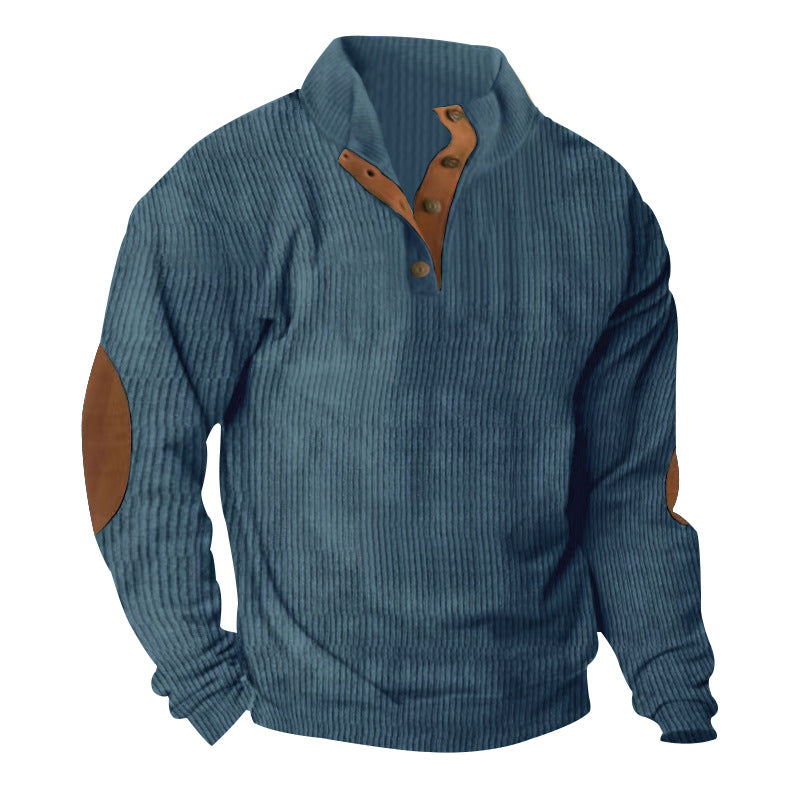 Corduroy Casual Stand Collar Long-sleeved Sweater - Dumlong.com