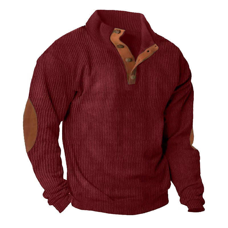 Corduroy Casual Stand Collar Long-sleeved Sweater - Dumlong.com