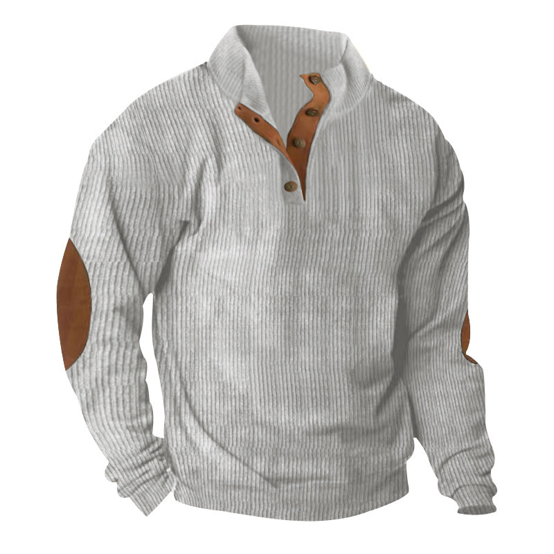 Corduroy Casual Stand Collar Long-sleeved Sweater - Dumlong.com